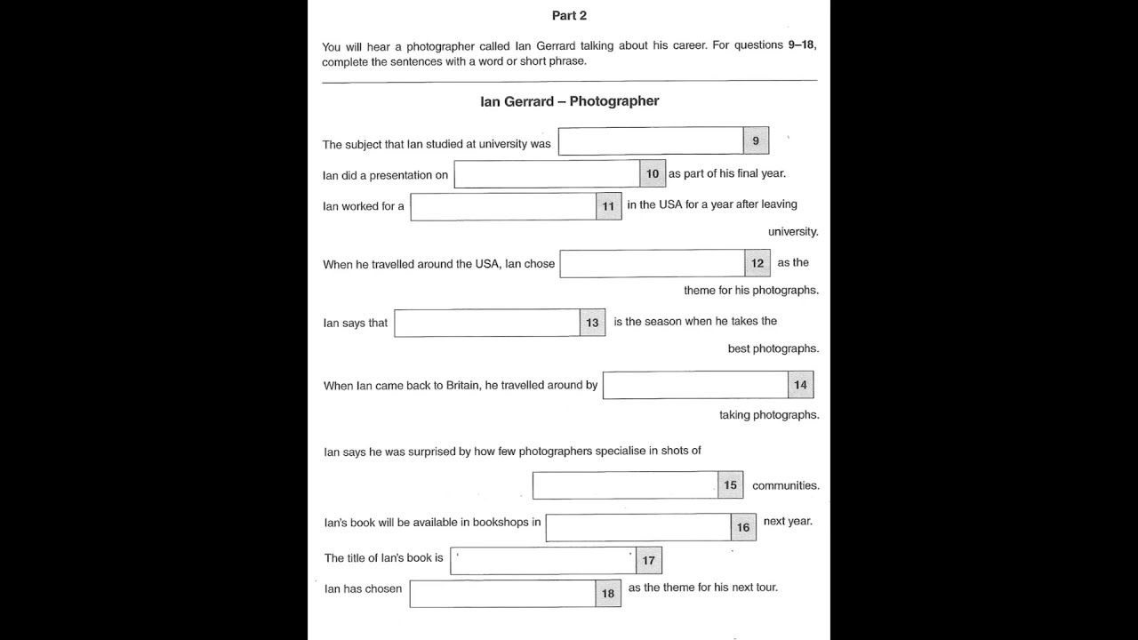 Listening B2, FCE 1 (2015), Test 1, Part 2
