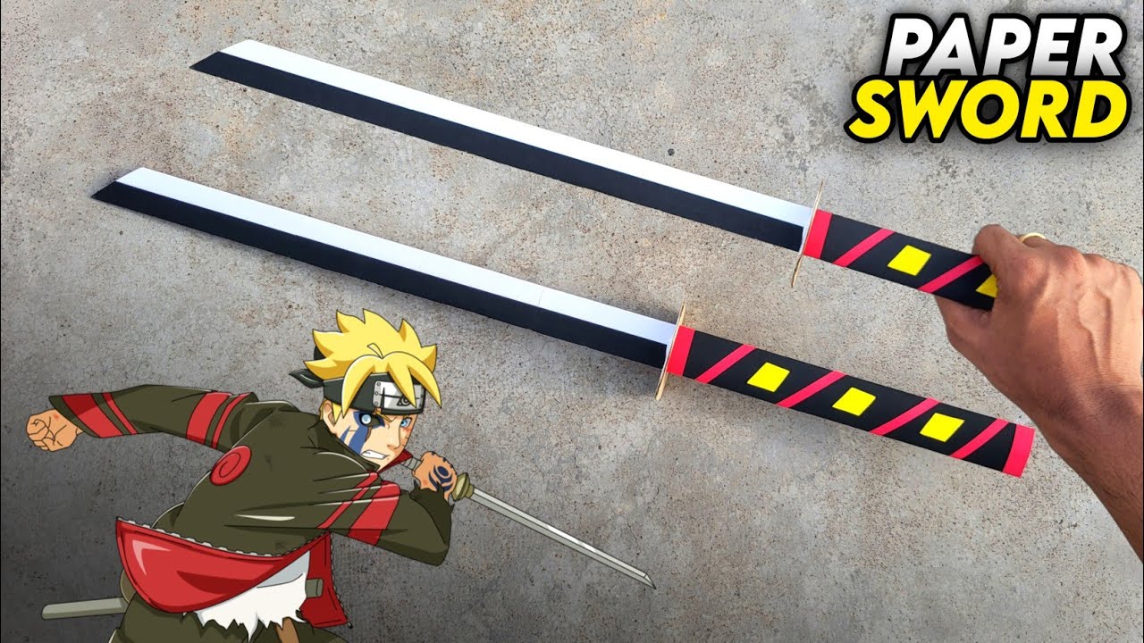 How to make a paper sword | Boruto sword making , Paper ninja weapon tutorial