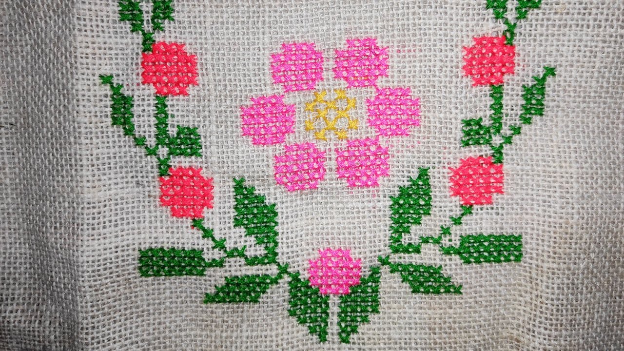 Cross stitch flower design || Beautiful flower design || Shoili Handicrafts