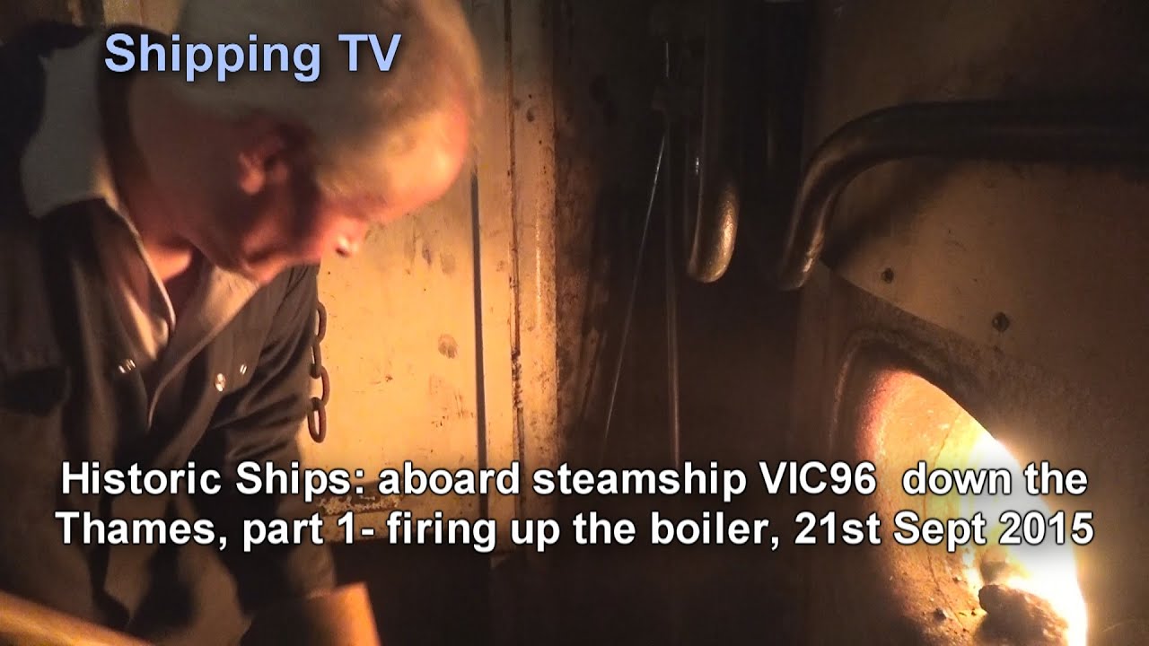 Historic steamship VIC96 down the Thames - part 1, firing up.