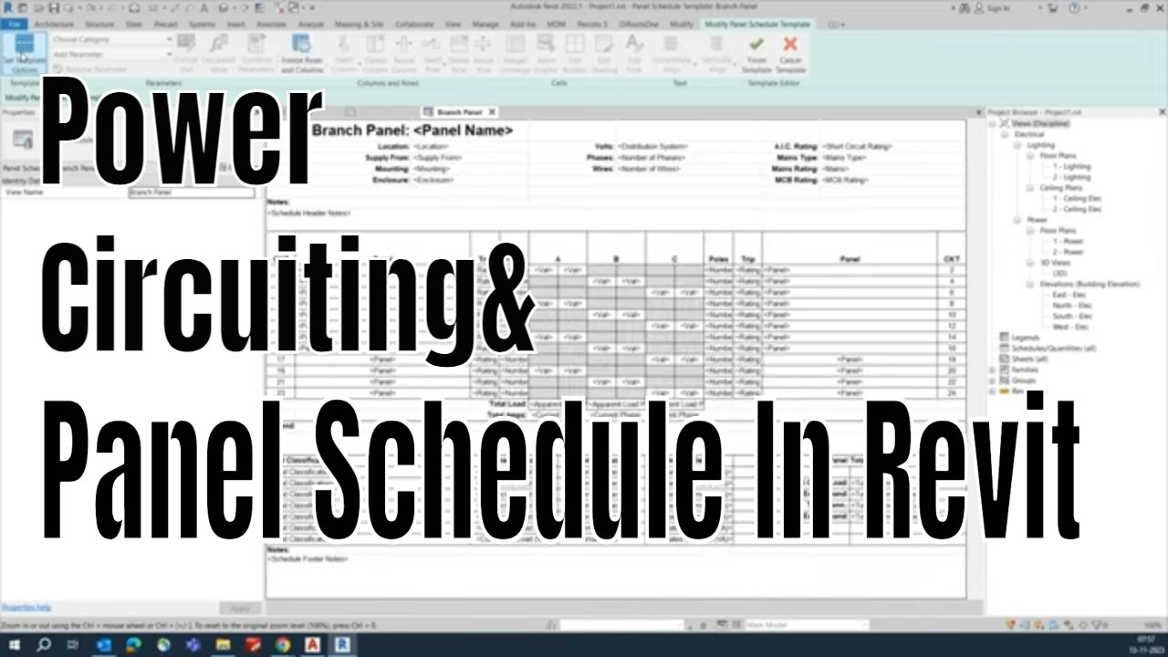 Схема электропитания и создание спецификации панели в Revit