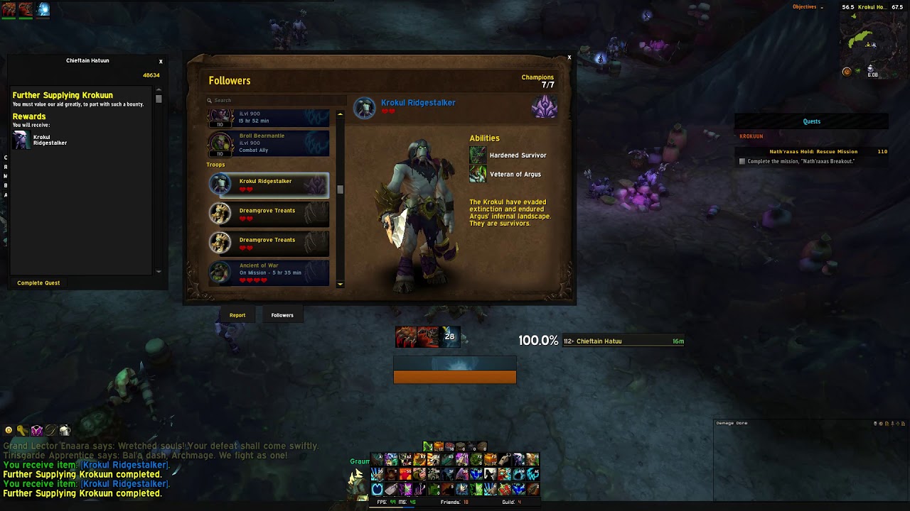 Where are the new troops on Argus ? [Rare] Krokul Ridgestalker (900 OR) FOLLOWER MISSION