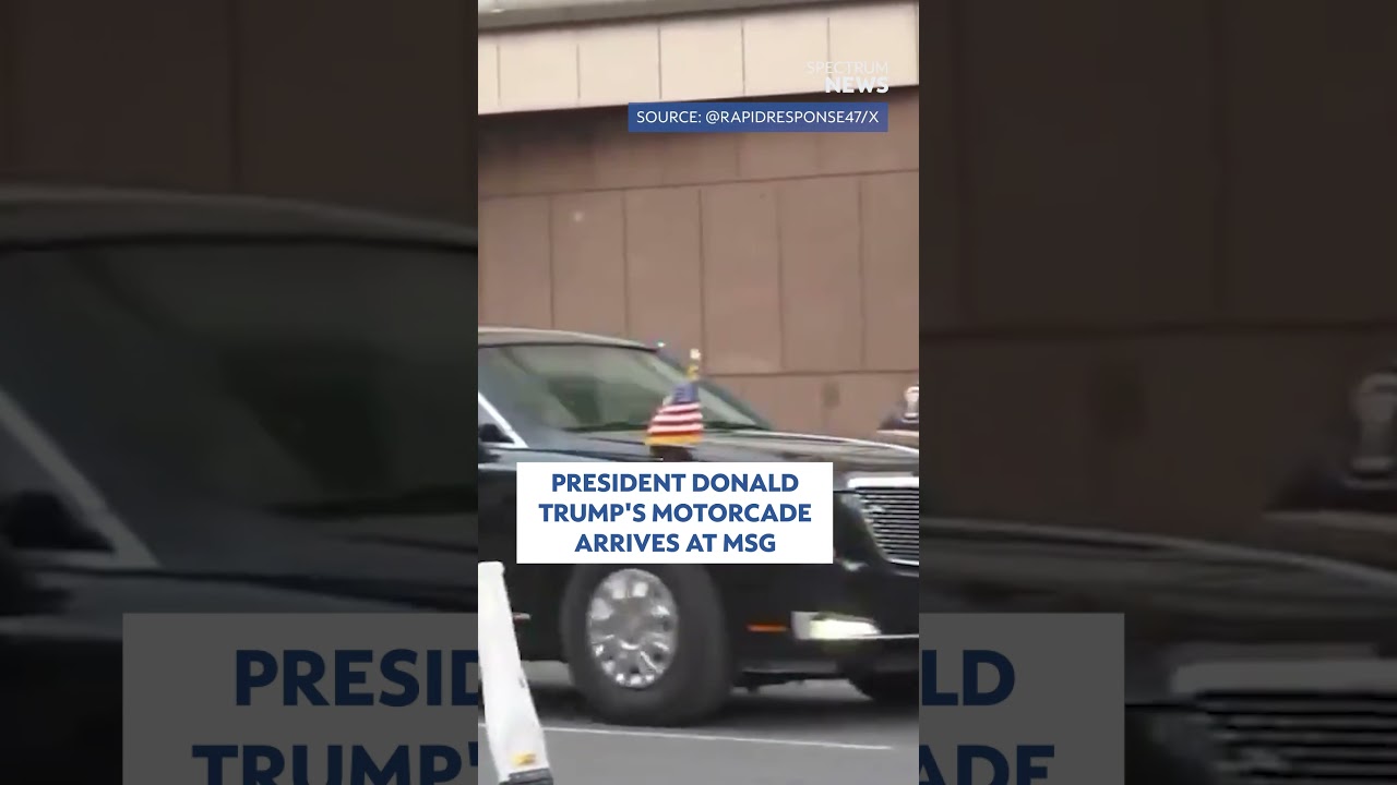 President Trump's motorcade arriving outside of MSG before Game 3