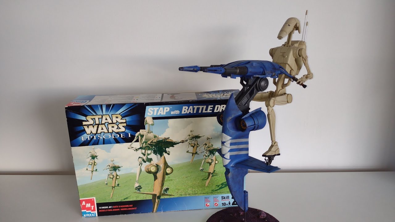 Star Wars Battle Droid on STAP Model Kit Build Paint and Review - Gentle Giant statue contender??