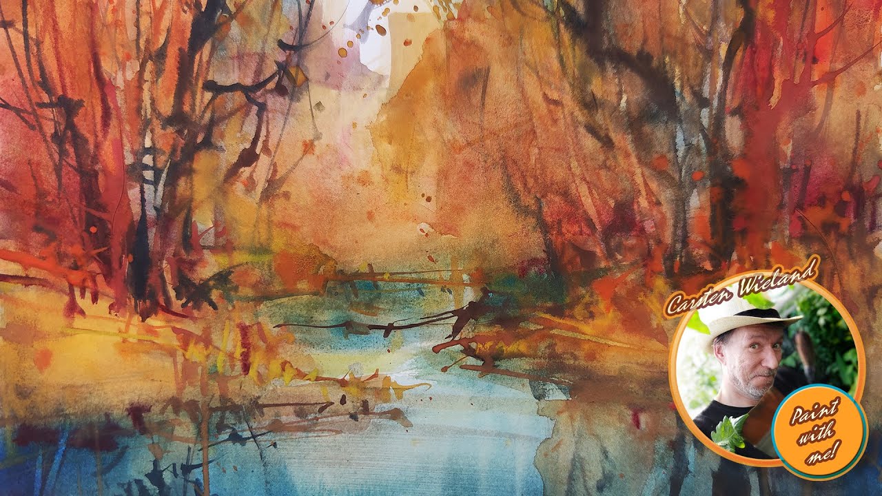 How to paint some quick Autumn Moods in Watercolor 1 -  Paint with me / Carsten Wieland