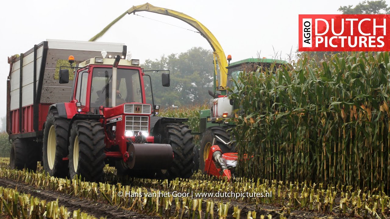 Good old John Deere 5830 + International 856 XL - Harvesting maize - Mais hakselen - Corn
