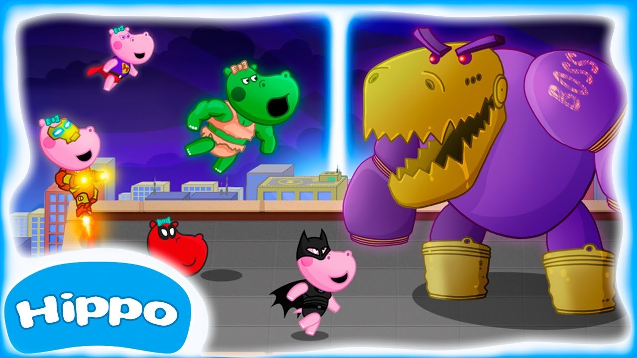 Hippo 🌼 Superhéroes vs Supervillanos 🌼 Todos los jefes 🌼 Dibujos animados Revisión del juego