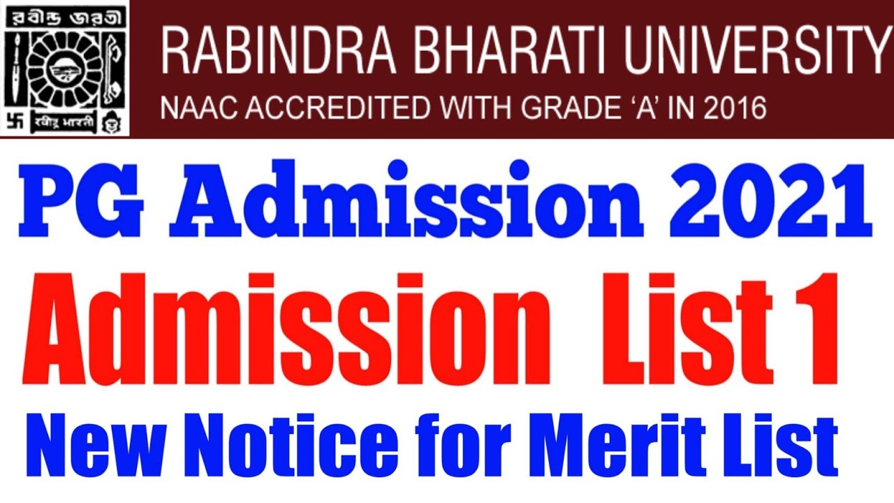 RBU PG Admission 2021 Admission List 1 New Notice