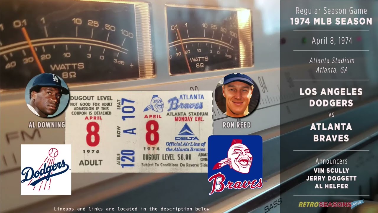 1974-Apr-08 • LAD/ATL • Los Angeles Dodgers vs Atlanta Braves - Aaron HR 715 - Baseball Radio