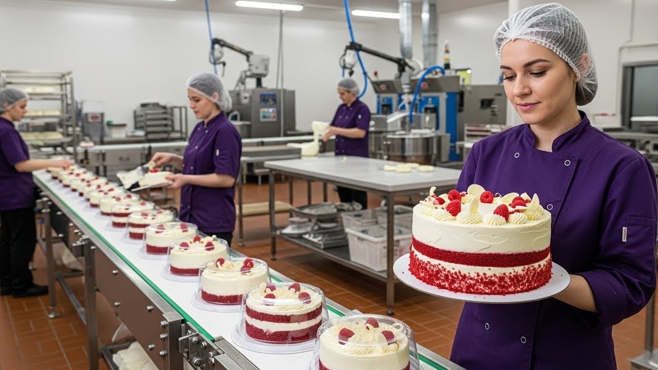 How They Make Red Velvet Cakes - Factory Tour | Food Production Process