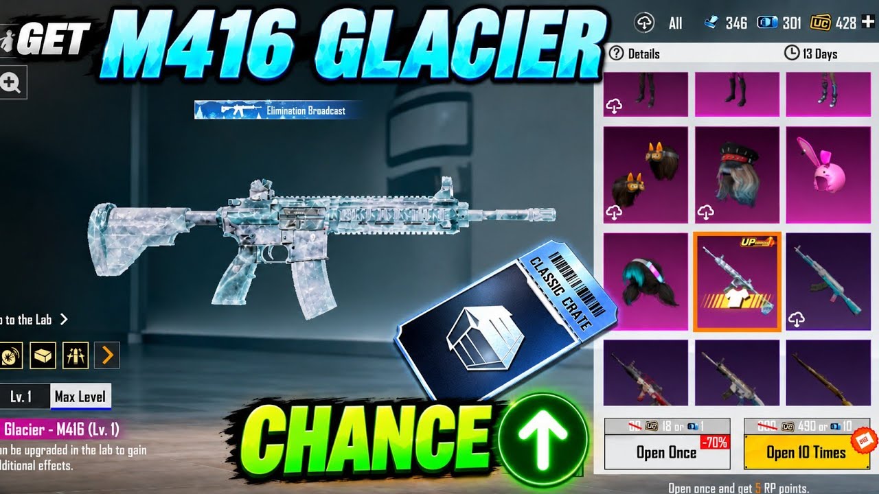 Secret to Getting the M416 Glacier from Classic Crates | How to Get the M416 Glacier in BGMI 2.6 ...