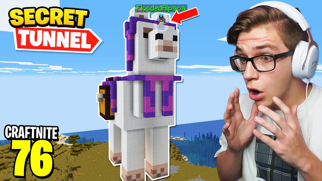 Craftnite: #76 - MY BROTHER REACTS TO THE *NEW* MEGA BUILD... (he built a secret tunnel?)
