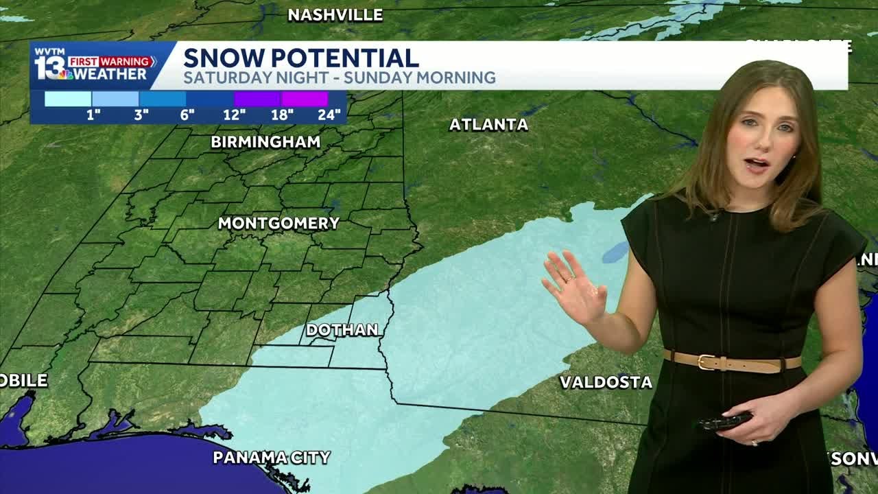 Bitterly cold weather is gripping Alabama, with a few snow flurries possible from southeast Alaba...