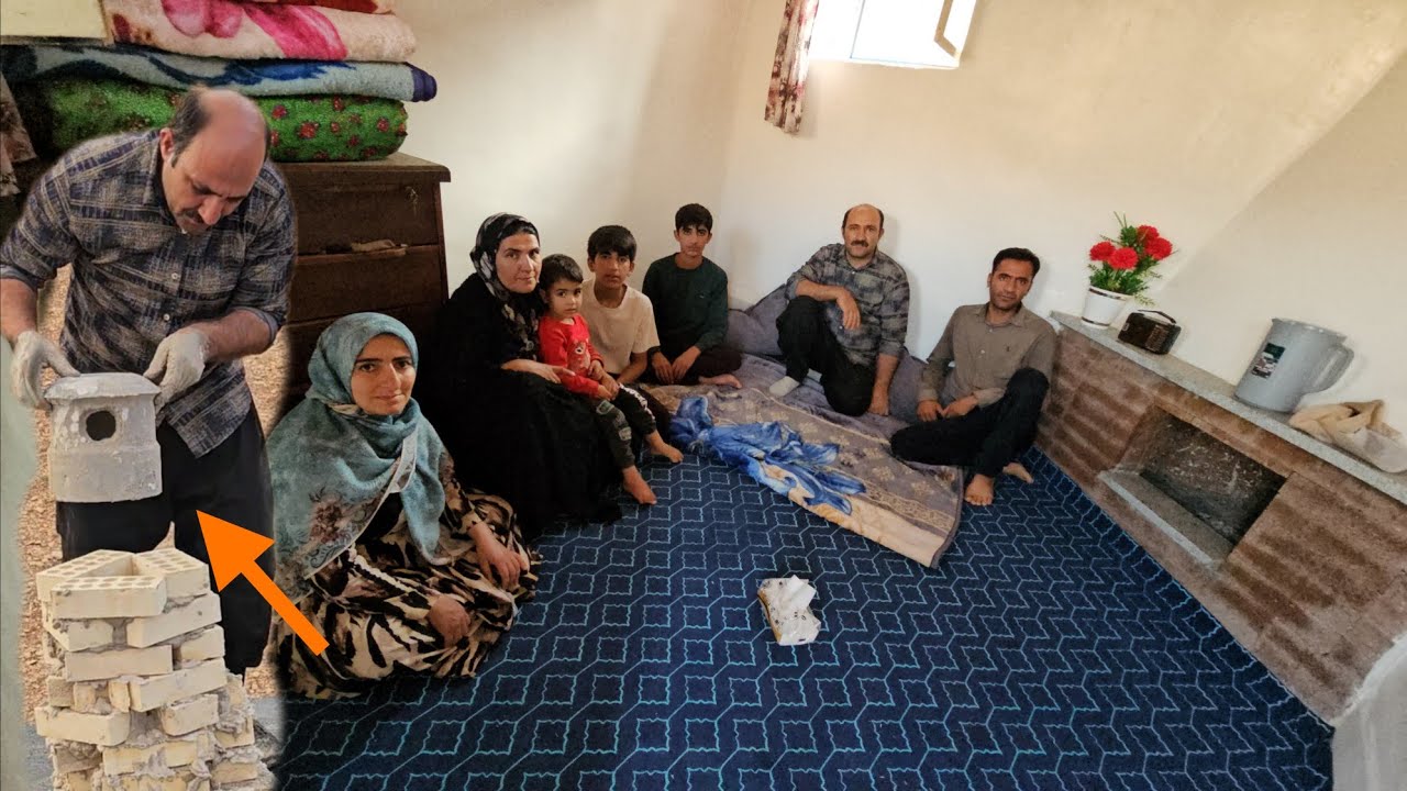 The chimney of the stone house is complete; a sweet surprise for Maryam and her children