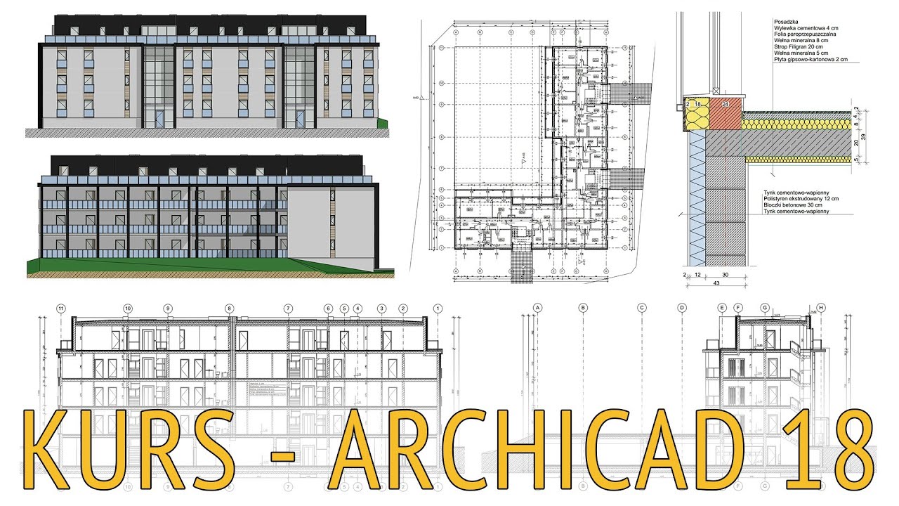 KURS - ARCHICAD 18 - PROJEKT BUDYNKU WIELORODZINNEGO - CGWISDOM.PL