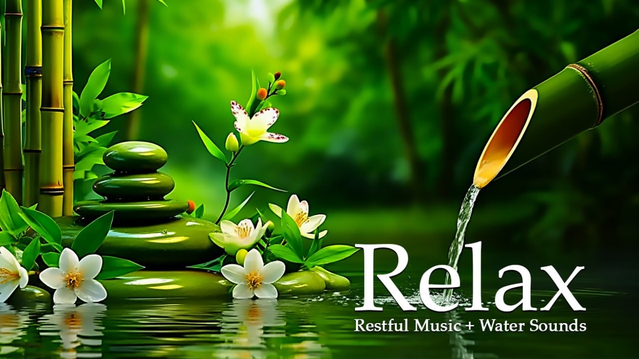 Relaxing Sleep Piano & Bamboo Water Sounds 🌿 Inner Peace and Calm Energy