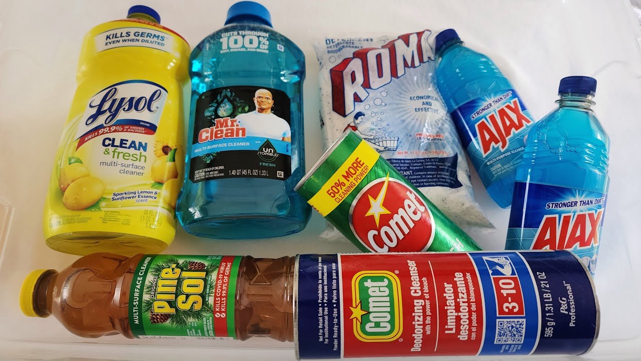 ASMR | PineSol+ Lysol+ Mr Clean+ ROMA+ Comet Deodorizing Powder+ Ajax Blue