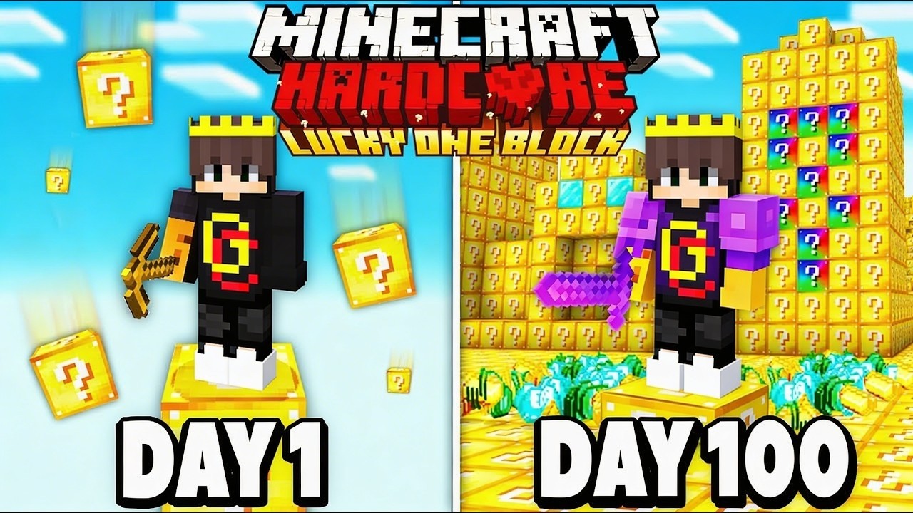 I Survived 100 Days in Duo ONE BLOCK LUCKY BLOCK Hardcore Minecraft #minecraft