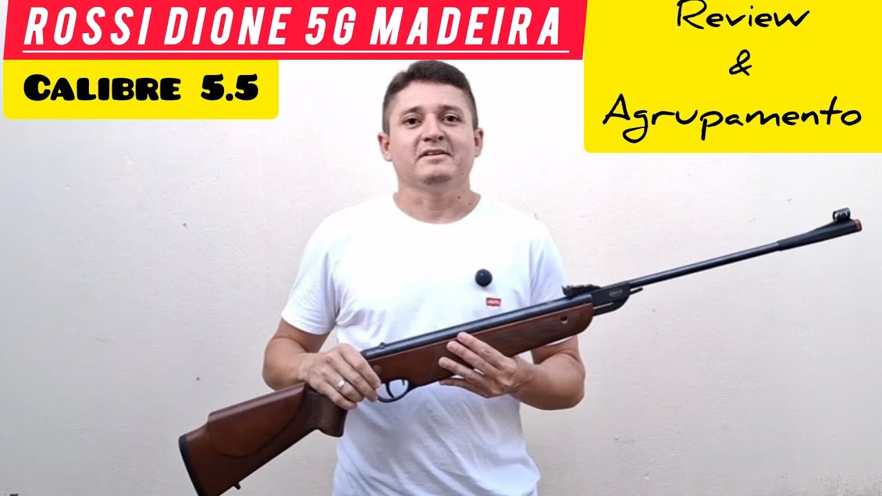 Carabina Rossi Dione 5g madeira 5.5mm GÁS RAM 60kg Review e Agrupamento.