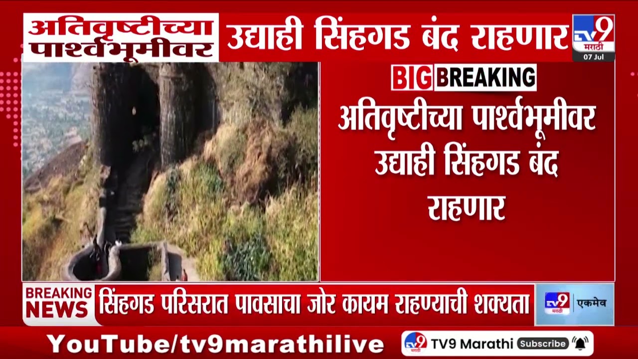 Sinhagad Fort Rain Update | अतिवृष्टीच्या पार्श्वभूमीवर उद्याही Sinhagad बंद राहणार