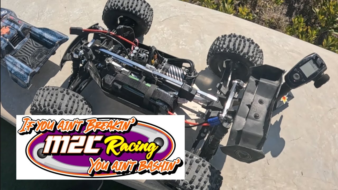 M2C RACING PROTOTYPE TOWER TO TOWER BRACE EXTREME TESTING FOR ARRMA 6s V6 RIGS.  #m2cracing