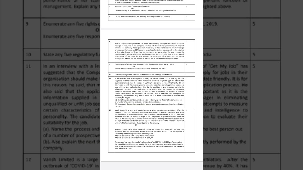 Business Studies || Term 2 Sample Question paper || CBSE CLASS 12 || 2021 - 2022