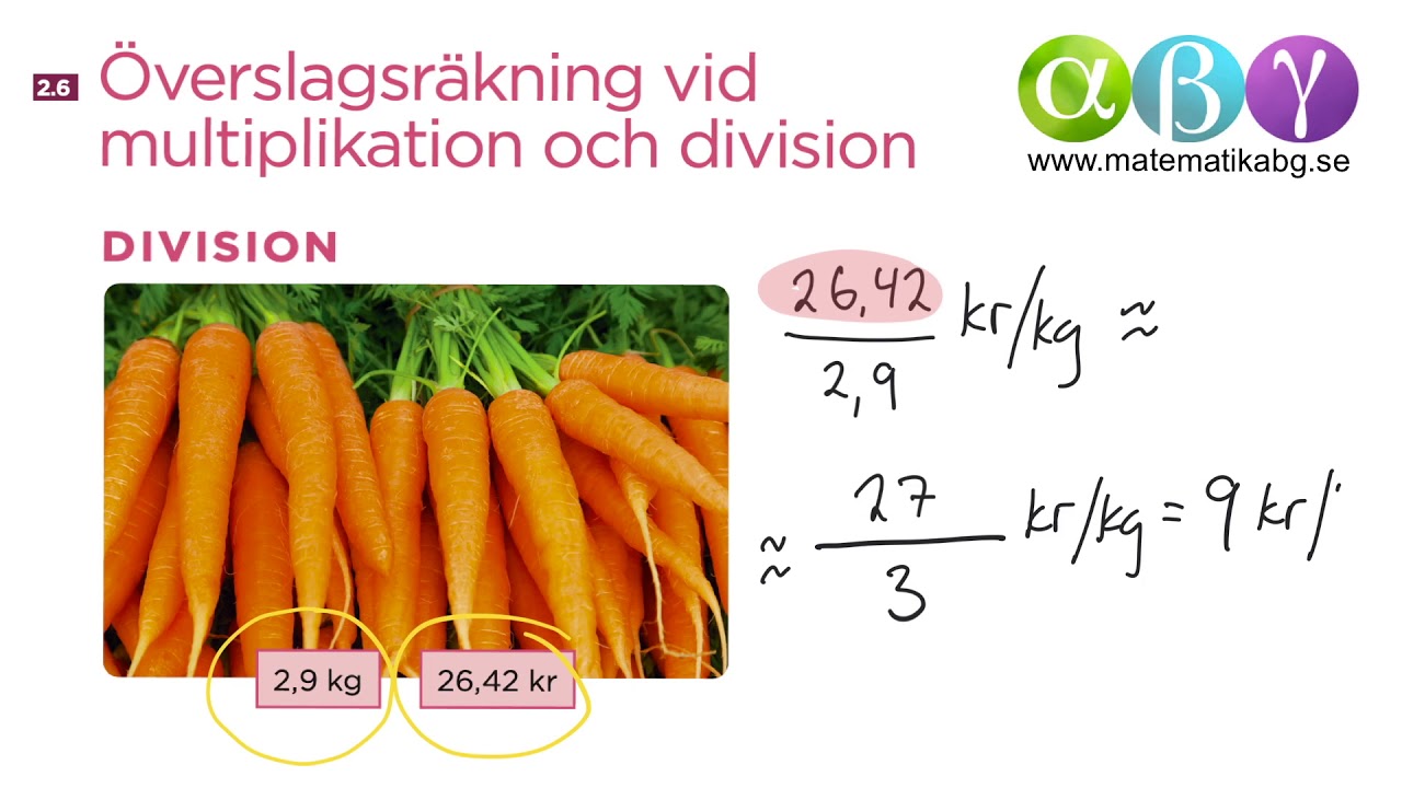 B 2.6 Överslagsräkning vid multiplikation och division