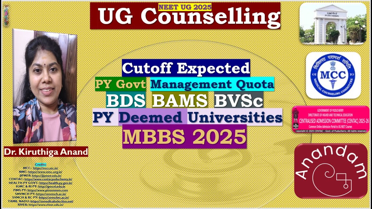 Cutoff MBBS/BDS/BAMS/BVSc/DEEMED 2025 Puducherry #centac  #neet2025 #mcc #deemed #cutoff #mbbs #bds