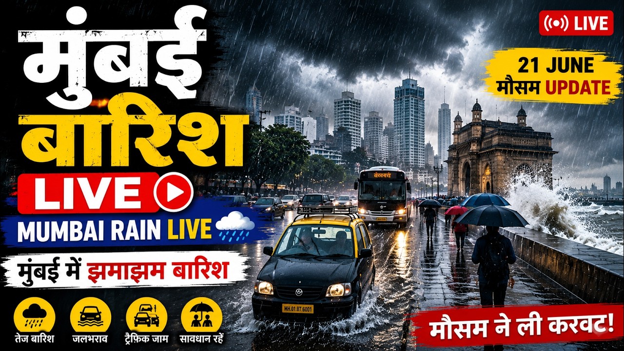 Mumbai Rain Today LIVE 🌧️ | 21 June Mumbai Weather Update | मुंबई में तेज बारिश