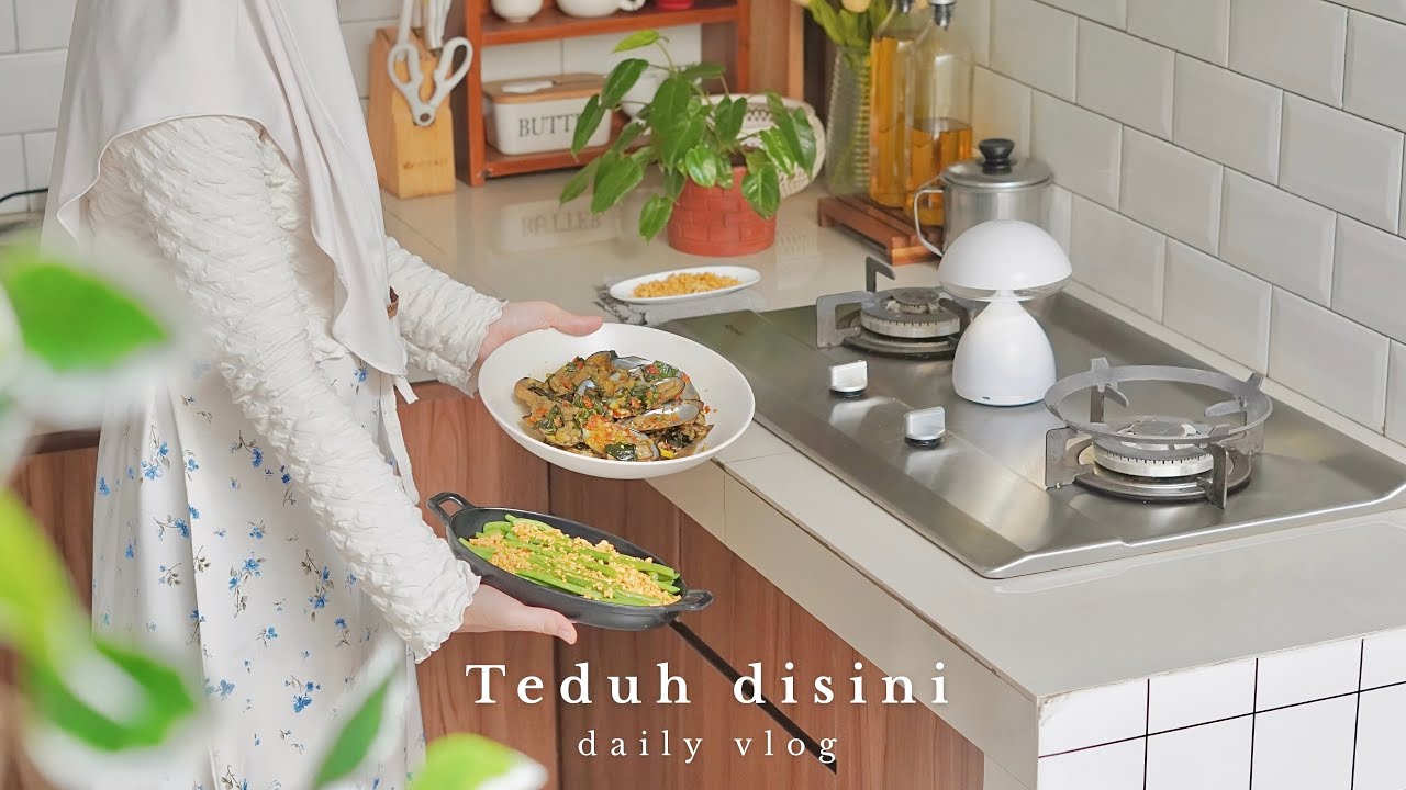 Hari bersih-bersih ✨ Memasak tumis kerang pedas 🦪🌶️ Buncis dengan bawang putih renyah 🫛🧄