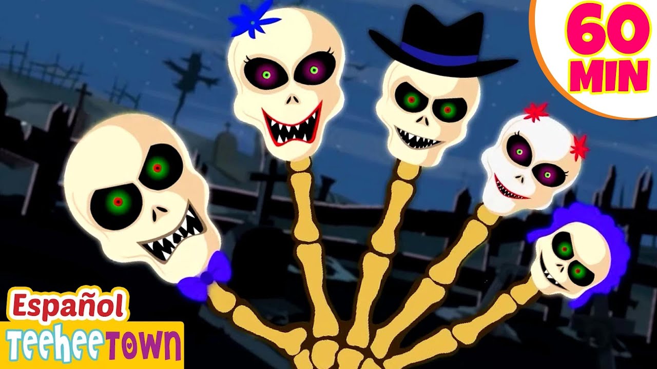 Familia de Dedos de Esqueletos 💀+ Más Canciones de Halloween para Niños | Pueblo Teehee