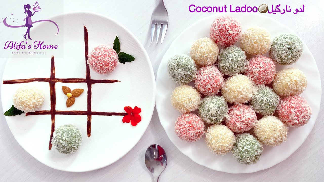 Coconut Ladoo 🥥 Coconut balls || لدو نارگیلی از کشور هند