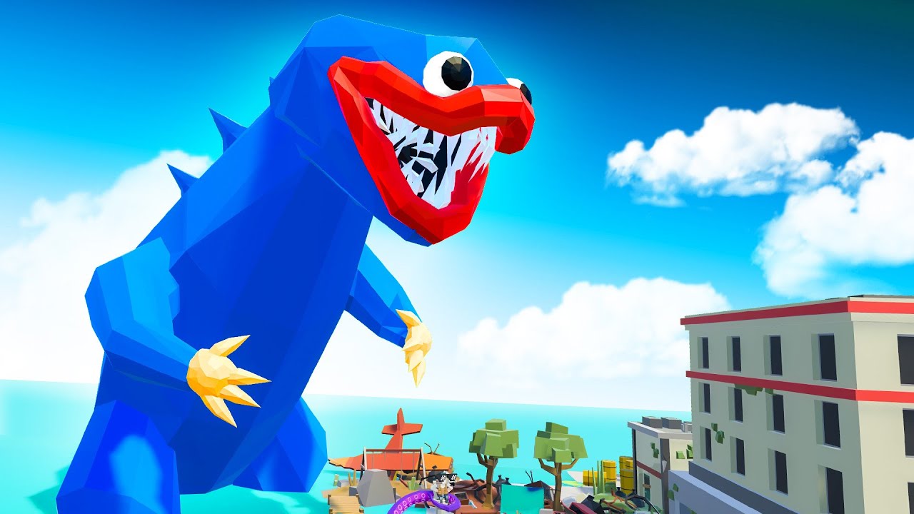 Giant HUGGY ZILLA Rises from the OCEAN! - Tiny Town VR
