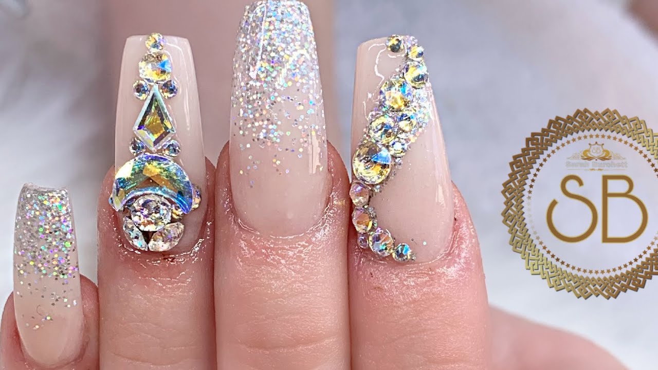 Stunning Bridal Acrylic Nails