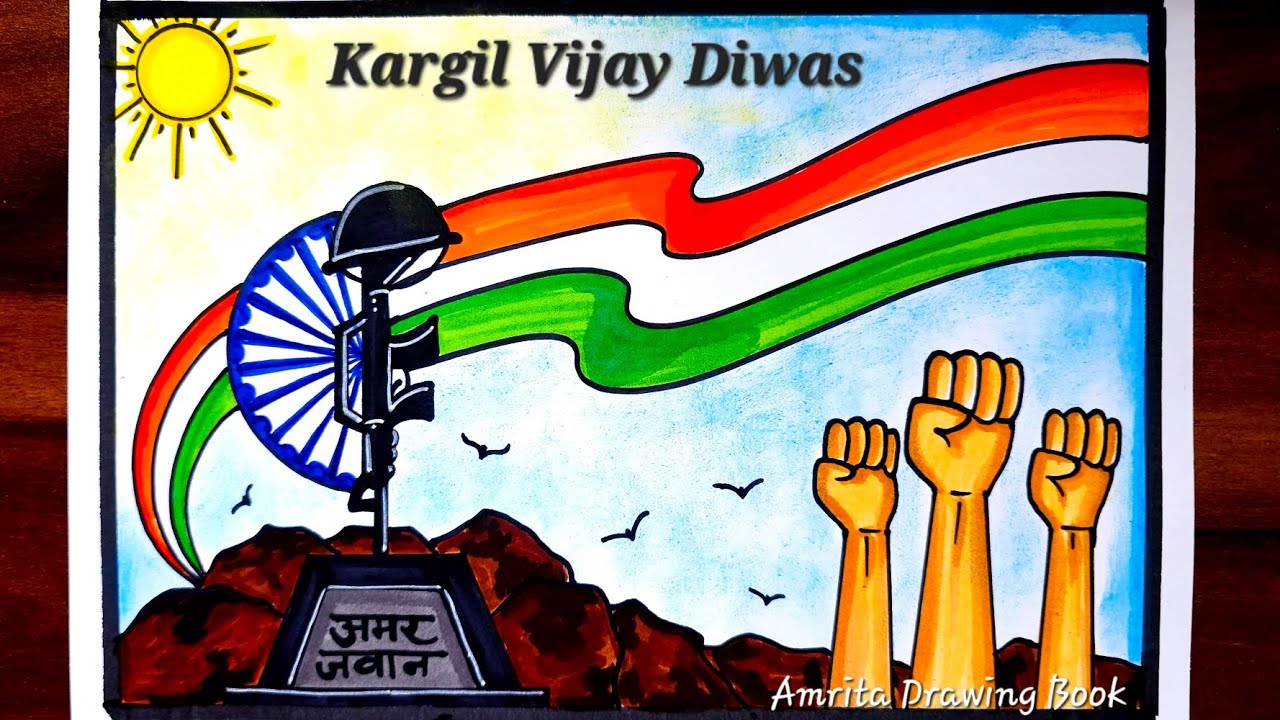 Kargil Vijay Diwas Poster drawing | Vijay Diwas drawing | How to Draw Kargil Vijay Diwas Poster easy