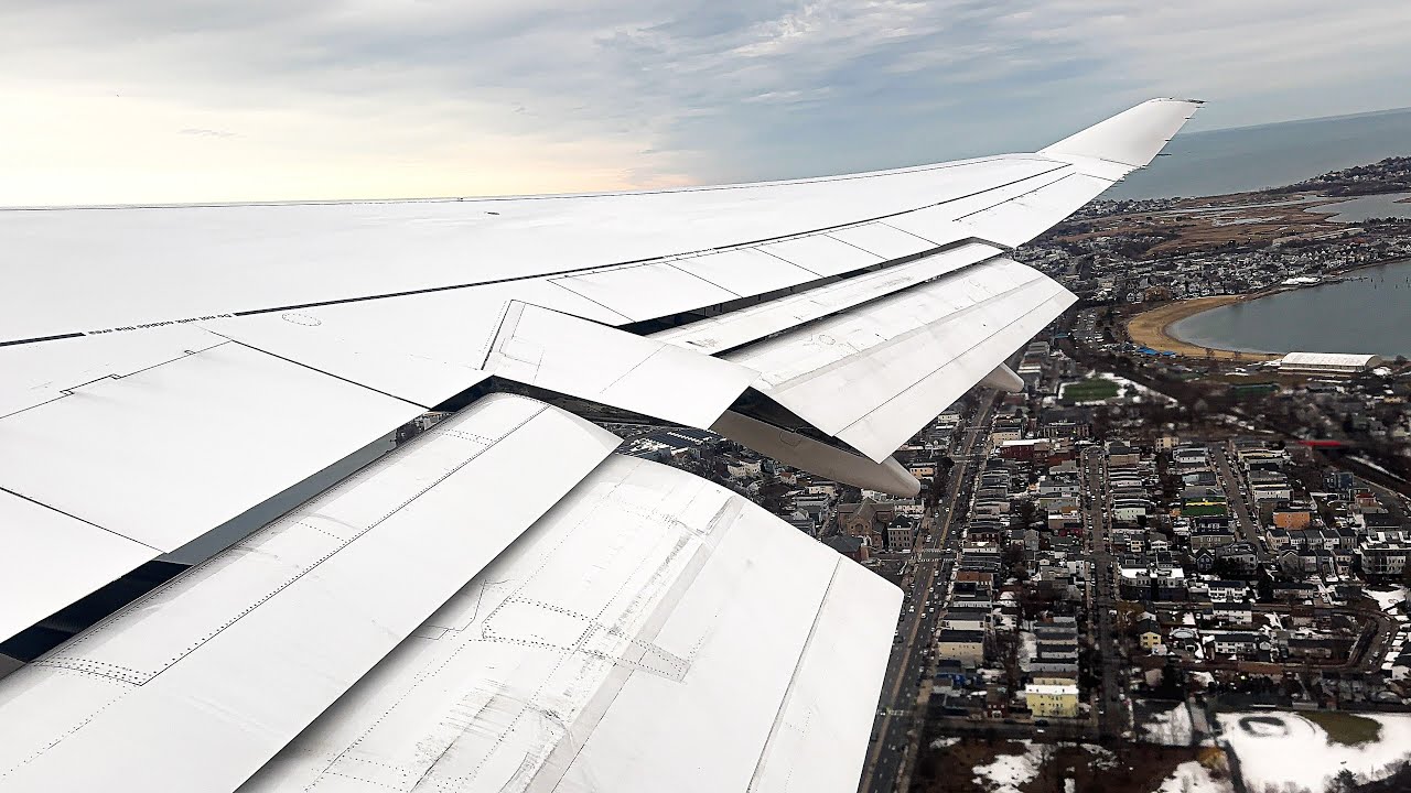 4K | Lufthansa Boeing 747-400 Powerful Takeoff From Boston Logan International Airport