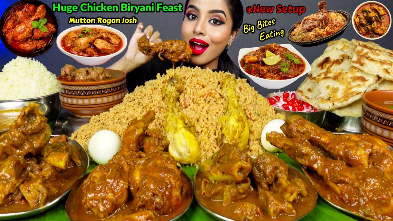 ASMR Eating Spicy Mutton Josh,Chicken Vindaloo Curry,Biryani,Rice,Egg Big Bites ASMR Eating Mukbang