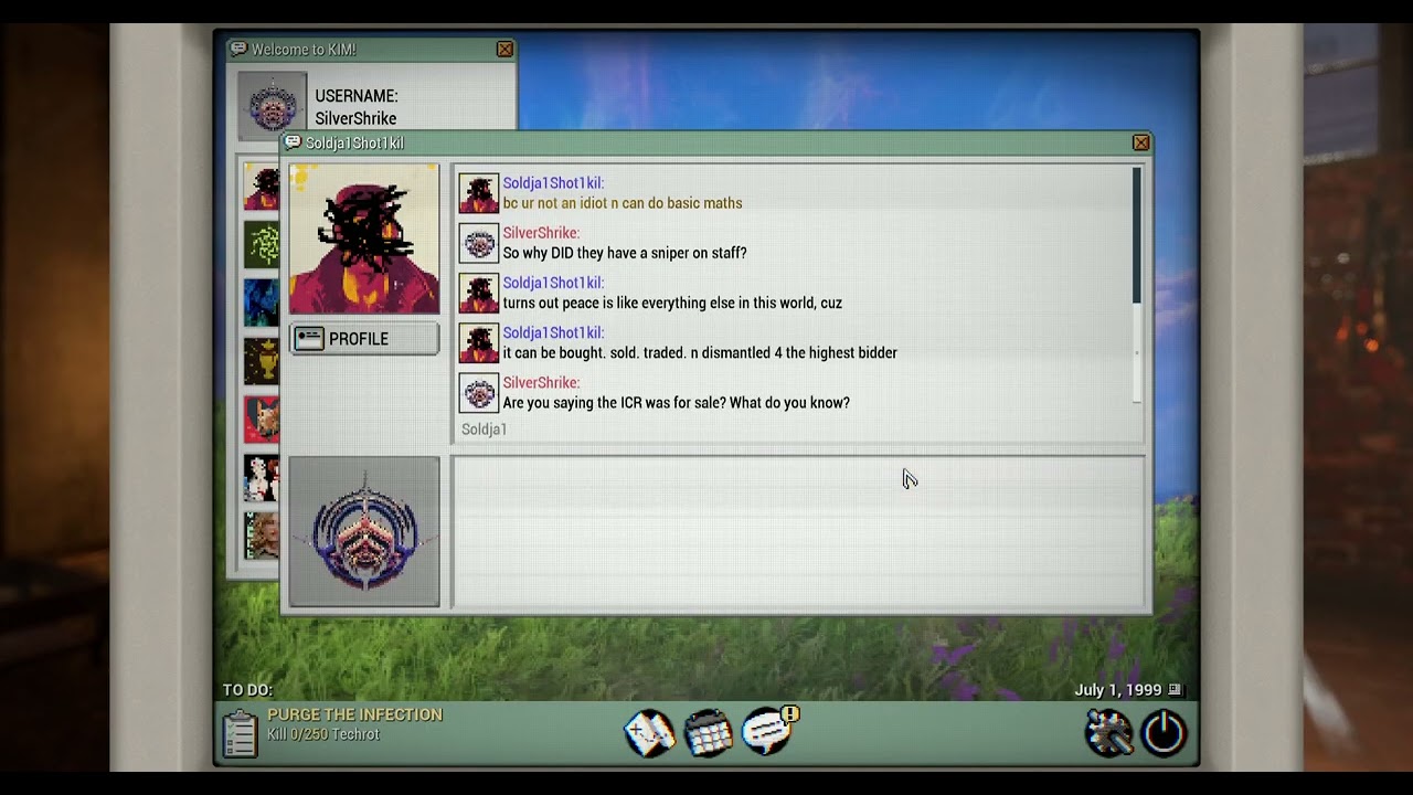 Warframe 1999: Asking Quincy what brought him to H&ouml;llvania - why'd/sniper/DID/sale/family/long/wrong