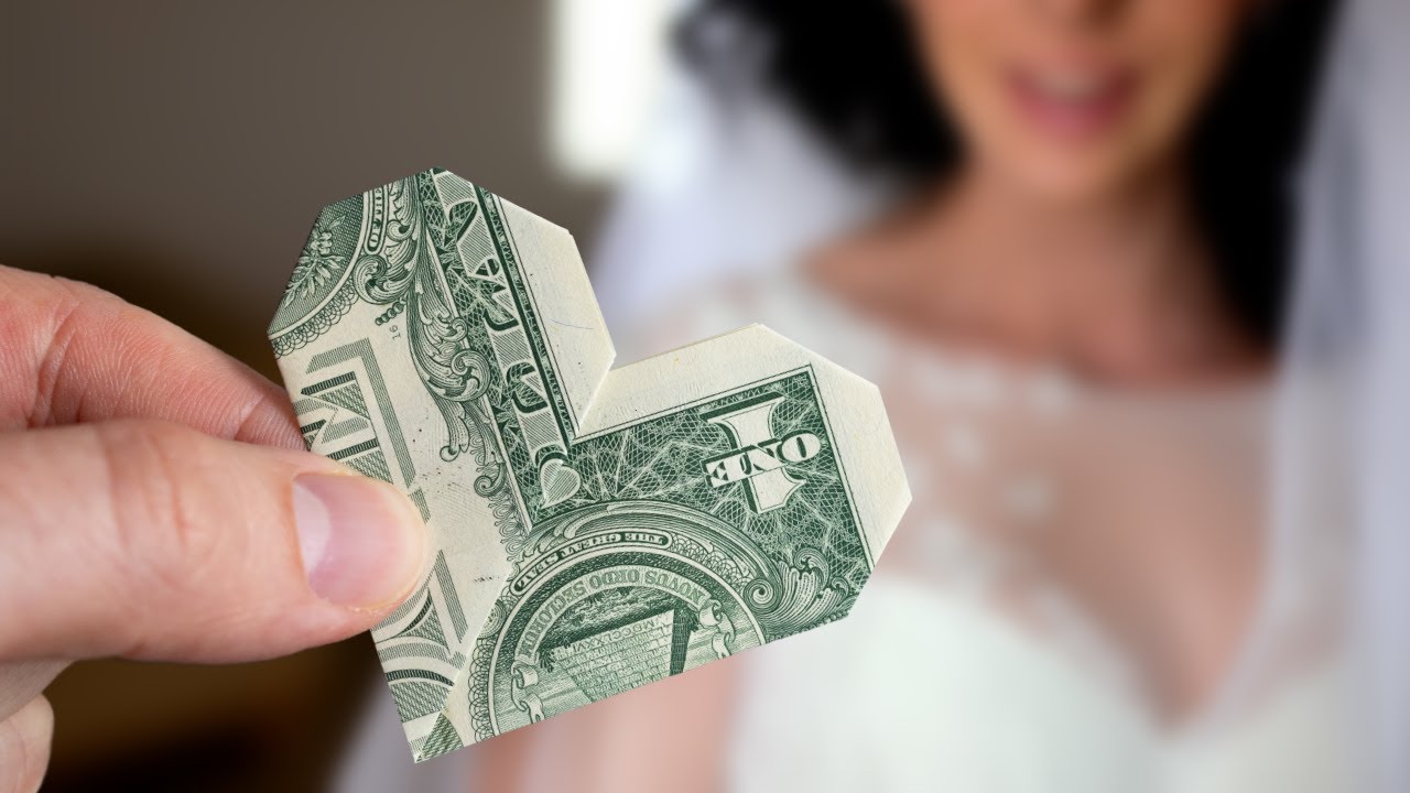QUICK & EASY Dollar Origami Heart 💚 The PERFECT Wedding Gift Idea!