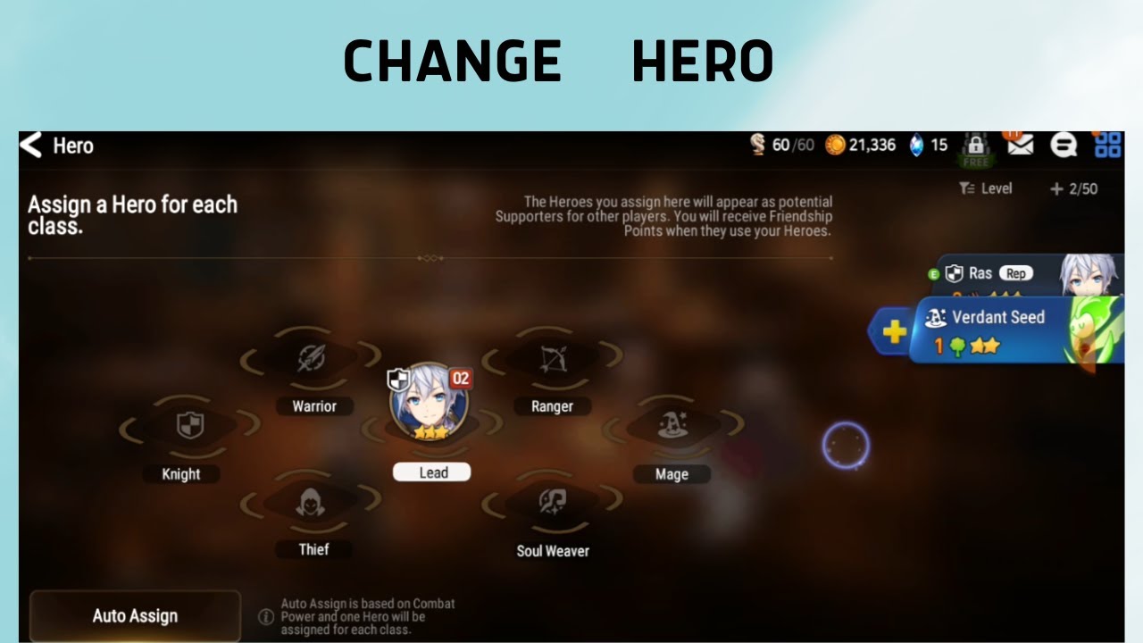 How to change Select rep Hero in Epic Seven