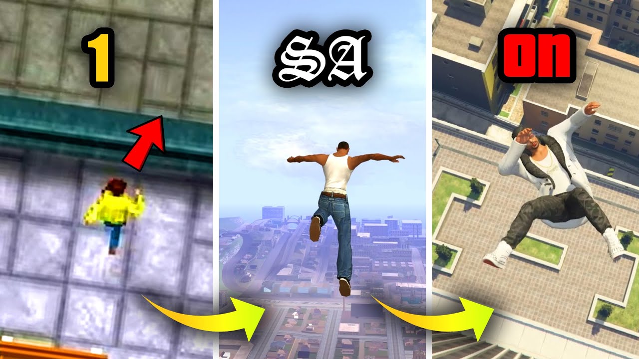 WASTED BY FALLING FROM A HIGH PLACE In GTA Games (Evolution)