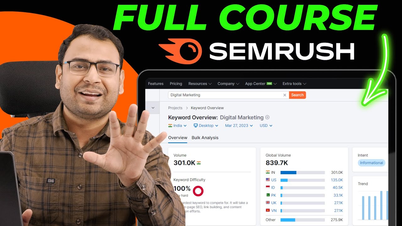 Learn Full Semrush Course in 1.5 Hours | Semrush Tutorials in Hindi | Umar Tazkeer