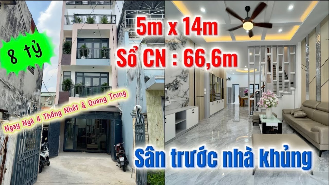 NHÀ NGANG 5M Đường Thống Nhất, P.Thông Tây Hội,TP.HCM, GẦN NGÃ 4 QUANG TRUNG & THỐNG NHẤT, CN: 66,6m