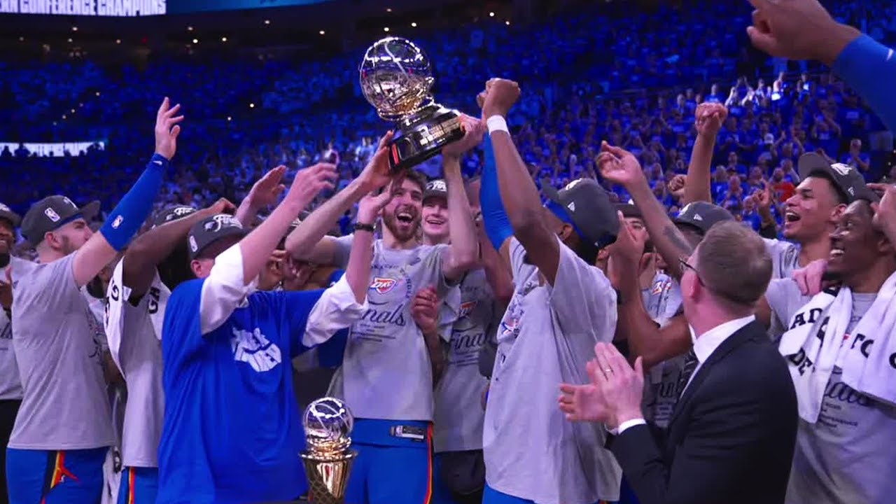 The OKC Thunder Receive The Oscar Robertson Trophy As The NBA Western Conference Champions!