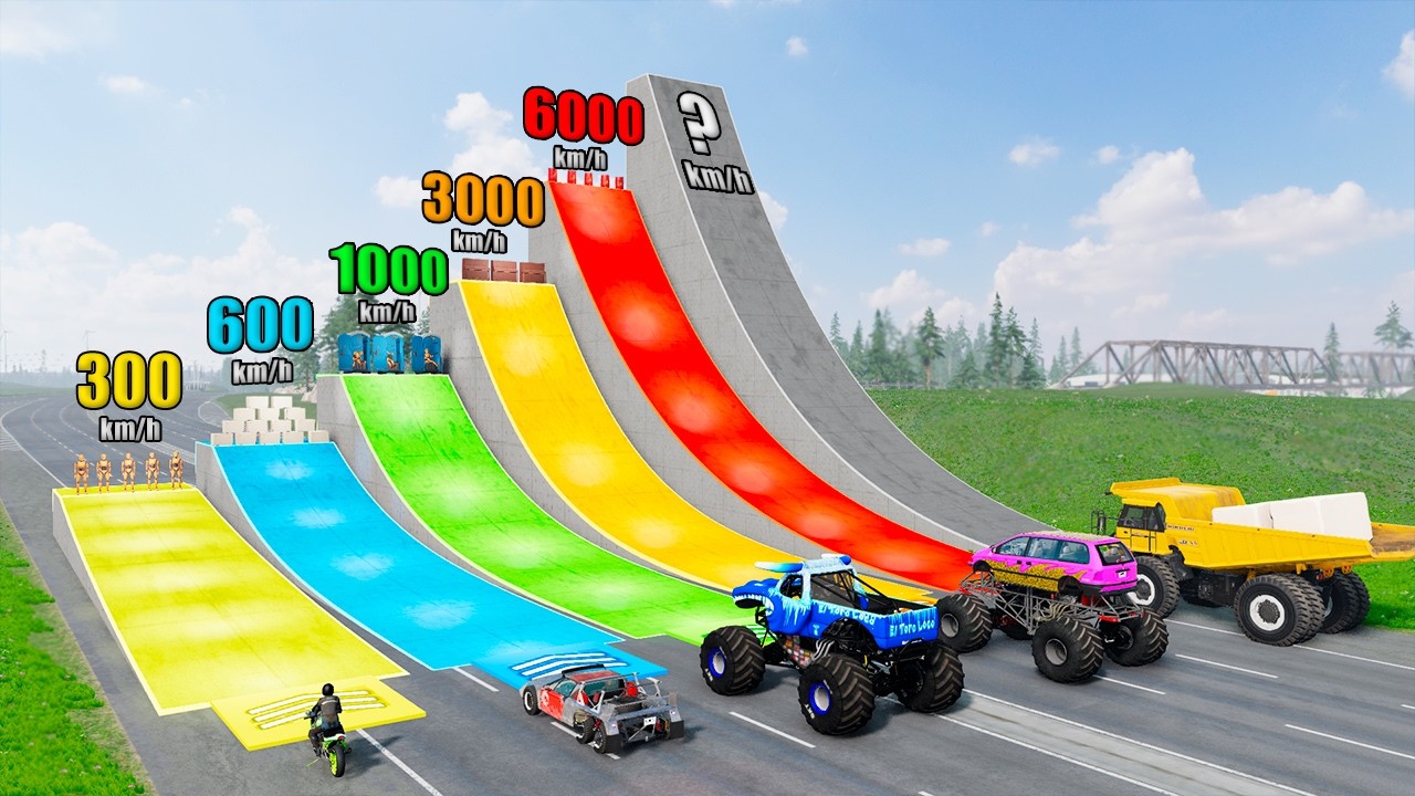 Which Ramp is Better For MONSTER TRUCKS? -  BeamNG Monster Truck Crashes