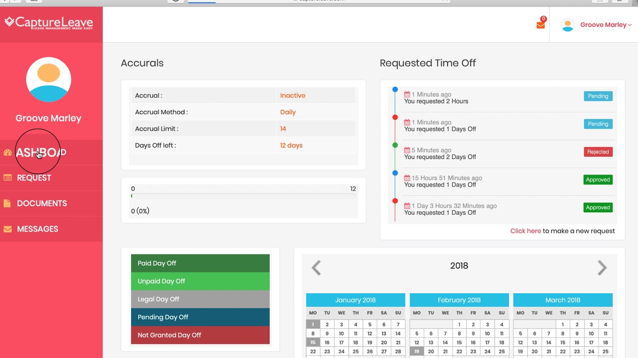 How to track vacations and leave of absence with CaptureLeave -  Employee demo