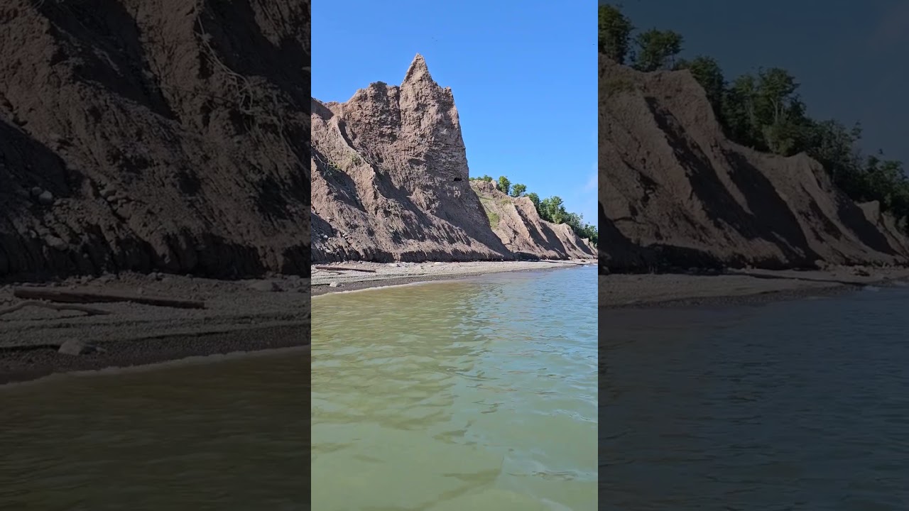 Paddling on Lake Ontario by Chimney Bluffs State Park, NY in my kayak. #shorts #kayaking #paddling