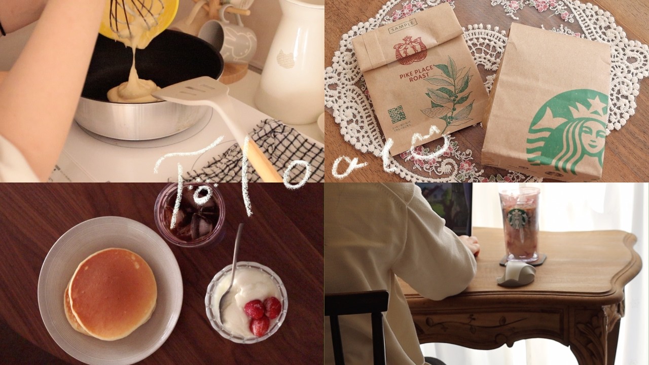 〔vlog〕やっとアンティークデスクをお迎えできた日🌷｜心に余裕がある日のモーニングとスプリングコーヒー🥞☕️