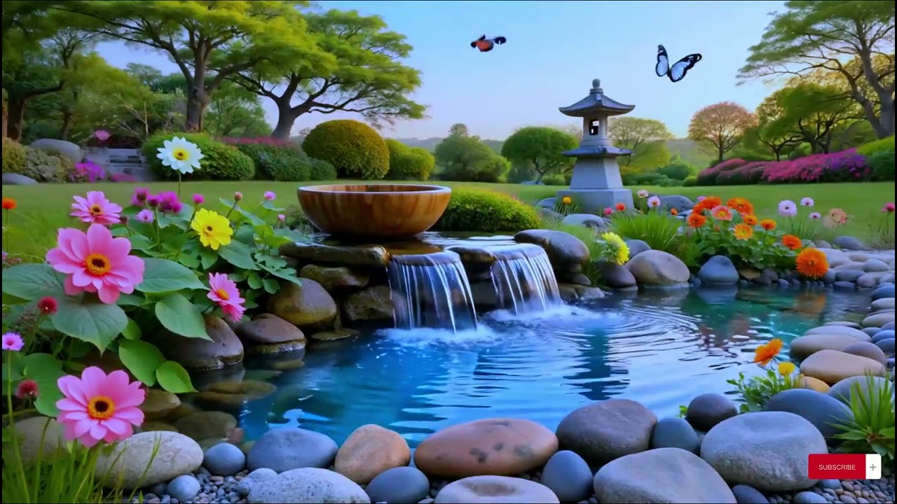Deep Relaxation Piano Music with Zen Garden Water Sounds