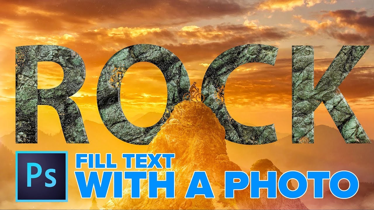 how to make ROCK TEXT & fill text with image in PHOTOSHOP